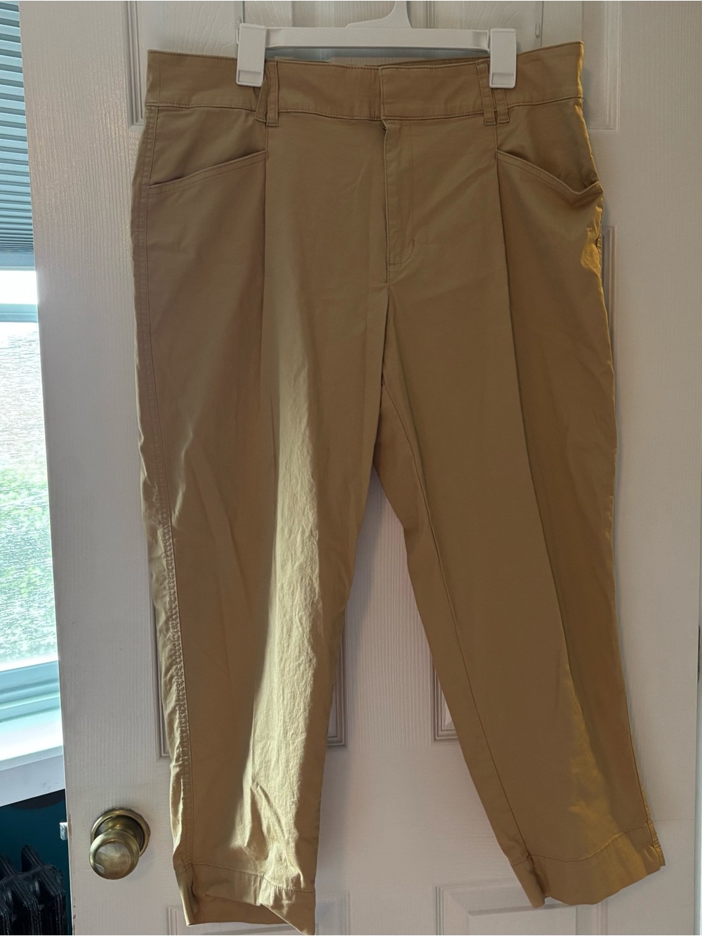 Pleated Stretch Chino Pants in Khaki